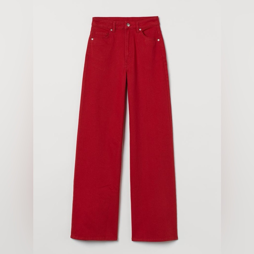 H&M Divided red high waist wide-leg pants; size 4